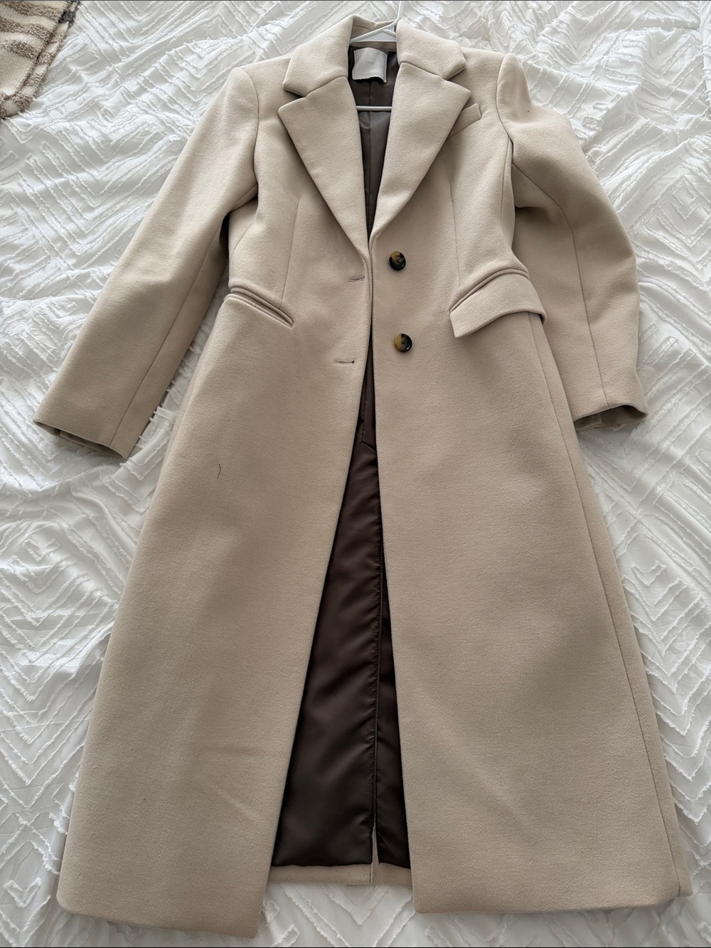 Mango Long Single-Breasted Trench Coat in Beige